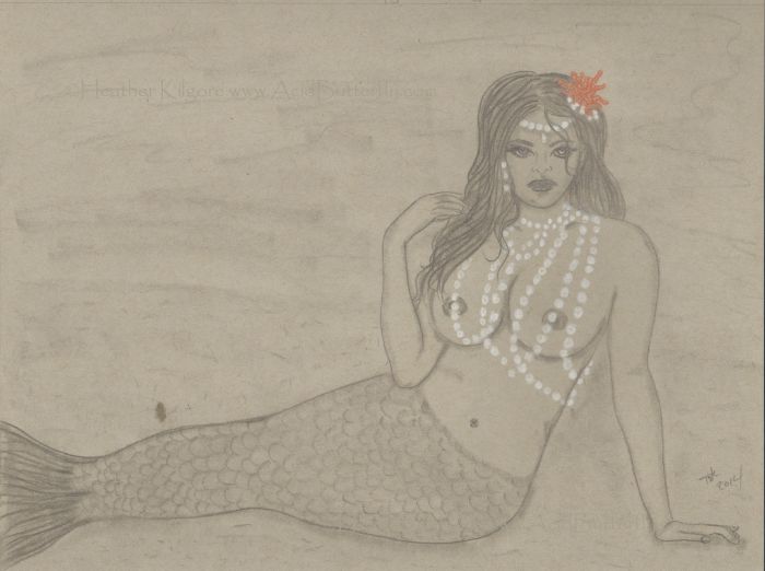 Coral and pearls mermaid by Heather Kilgore